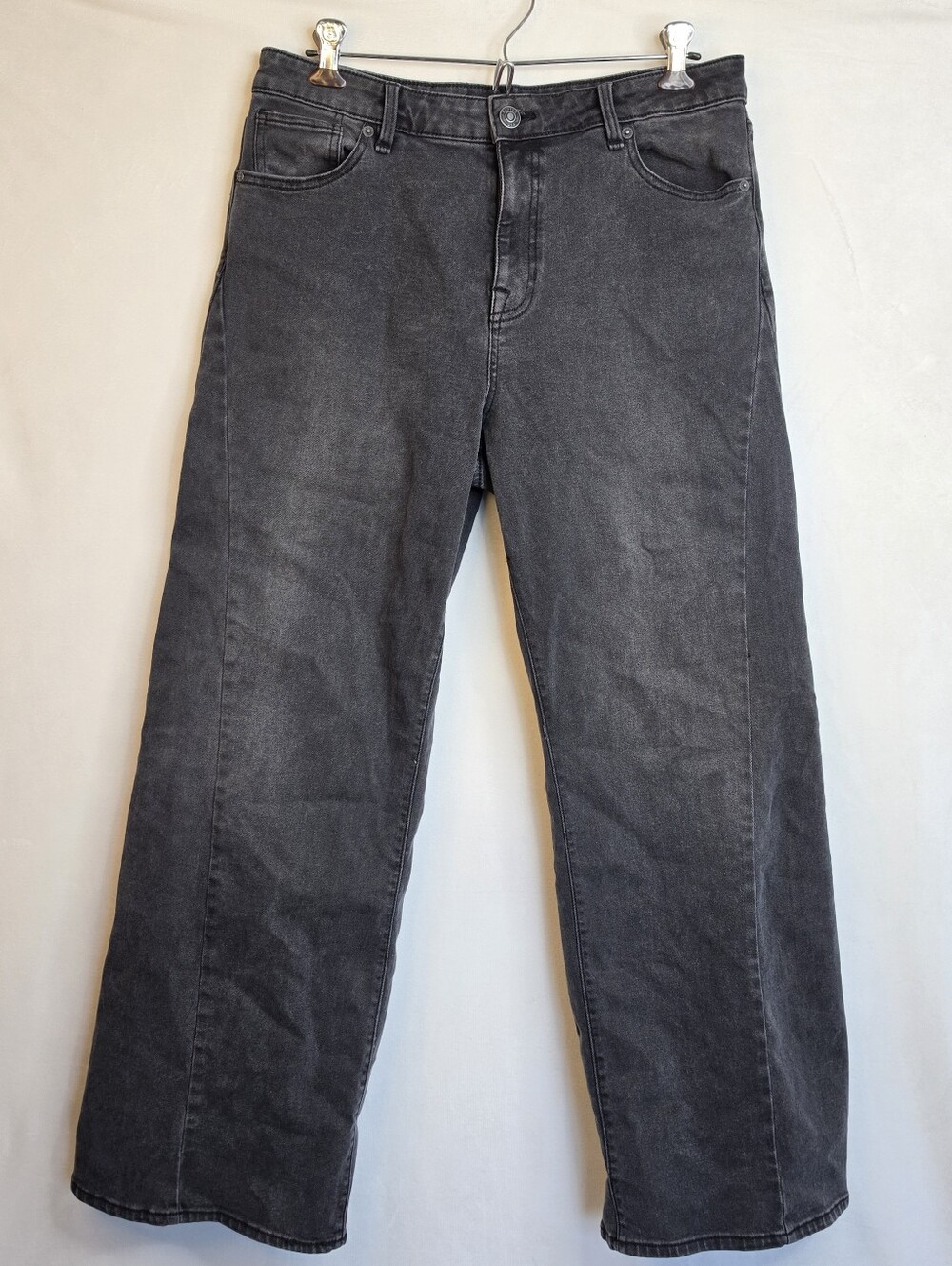 Hudson Los Angeles High Rise Wide Leg Jeans Washed Black Size 12